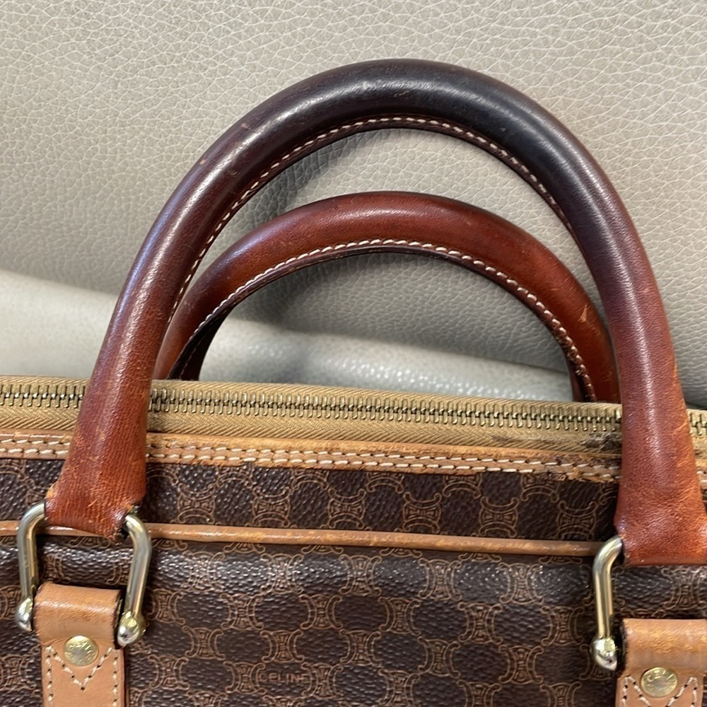 Celine Brown Macadam Briefcase Business Laptop Bag Top Handle - Picture 5 of 17